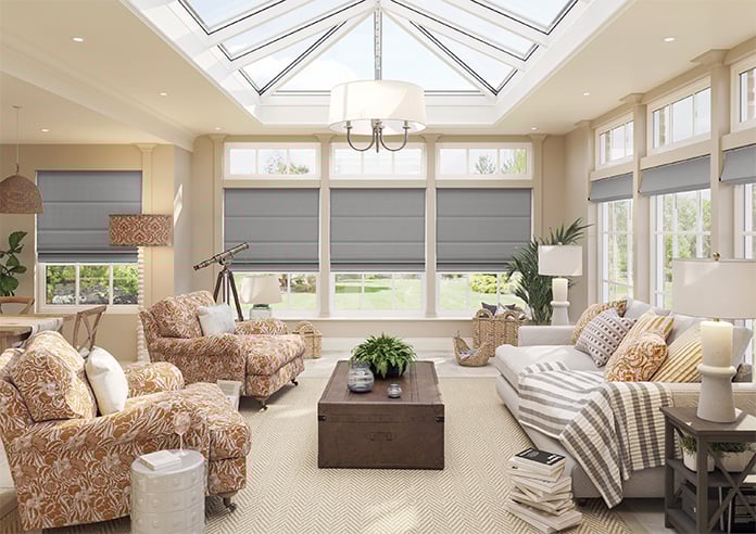 Akoya Faux Silk, Lustre Steel Grey - Motorised Roman Blind - Image 8